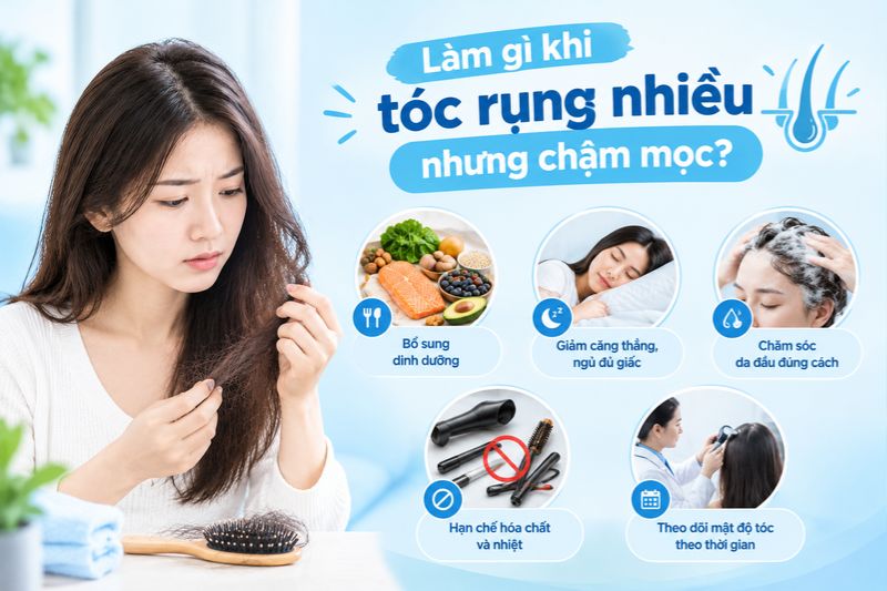 làm gì khi tóc rụng nhiều mà mọc chậm 