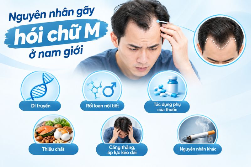 nguyên nhân gây ra hói chữ M ở nam giới 