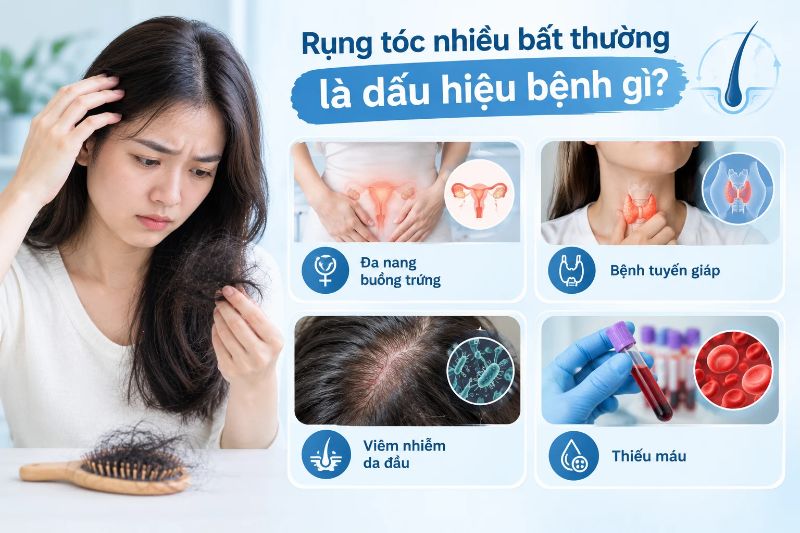 rụng tóc nhiều bất thường là dấu hiệu bệnh gì