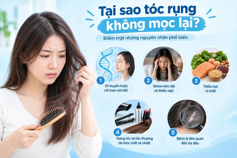 tại sao rụng tóc mà không mọc lại 
